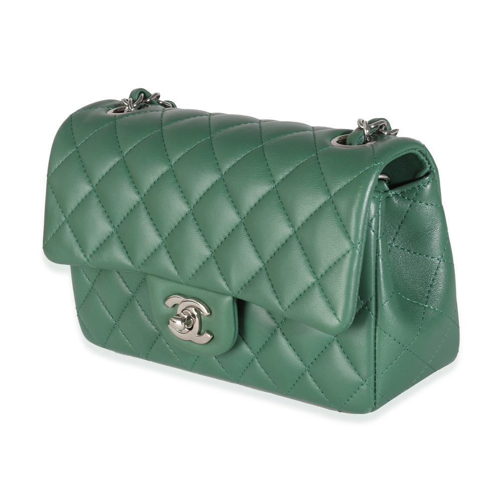 Chanel 19B Dark Green Quilted Lambskin Mini Rectangular Flap Bag - Picture 4 of 8